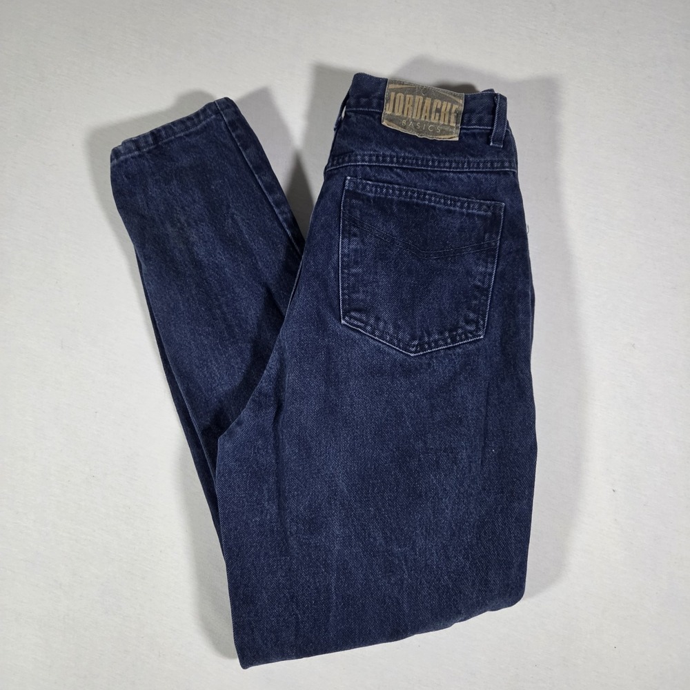 VTG 90s Jordache Basics Tapered Leg Mom Jeans Indigo Blue Denim USA Made Size 14